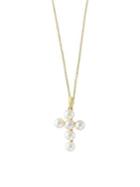 Effy 14k Yellow Gold And 4mm Freshwater Pearl Cross Pendant Necklace