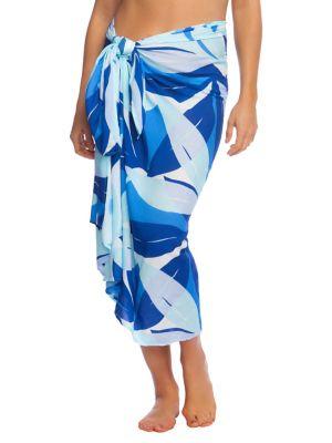 La Blanca Palm-print Pareo Wrap Coverup