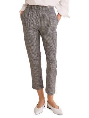 Mango Gingham Checkered Trousers