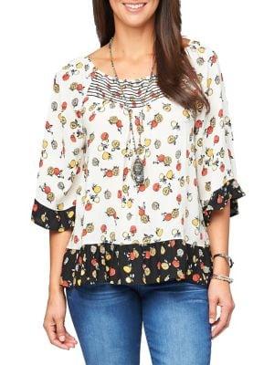 Democracy Printed Three-quarter Sleeve Blouse