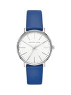 Michael Kors Pyper Stainless Steel, Crystal & Leather-strap 3-hand Watch