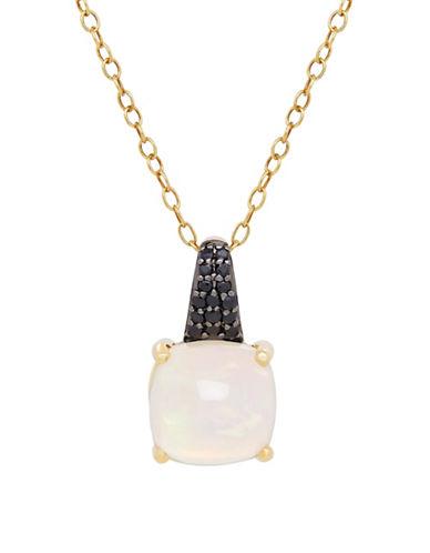 Lord & Taylor Opal And Black Spinel 14k Yellow Gold Pendant Necklace