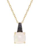 Lord & Taylor Opal And Black Spinel 14k Yellow Gold Pendant Necklace