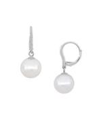 Sonatina 11-12mm Freshwater Cultured Pearl, Diamond And 14k White Gold Drop Earrings