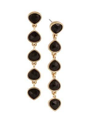 Laundry By Shelli Segal Bay Goldtone & Jet Crystal Linear Drop Earrings