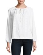 Lord & Taylor Petite Embroidered Peasant Blouse