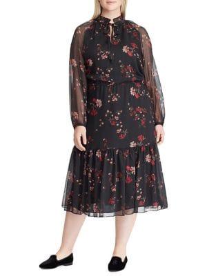 Lauren Ralph Lauren Plus Plus Floral Georgette Dress