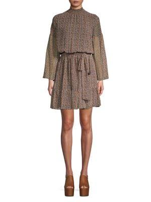 Michael Michael Kors Smocked Floral Blouson Dress