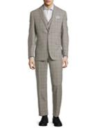 Tallia Orange Three-piece Grid-print Wool Suit