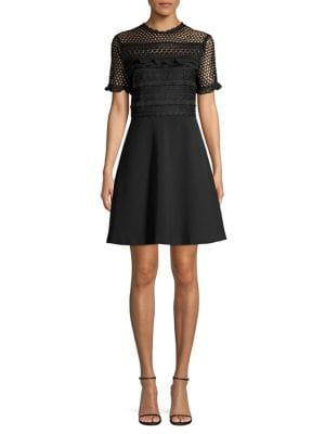 Laundry By Shelli Segal Ruffled Lace & Crepe Dress
