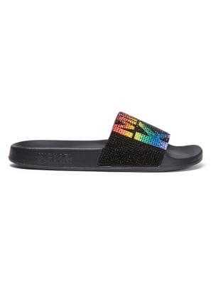 Michael Kors Gilmore Embellished Logo Flatform Slides