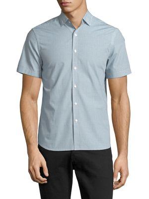 Black Brown Micro-grid Short-sleeve Shirt