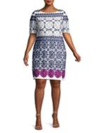 Eliza J Plus Printed Short Sleeve Shift Dress