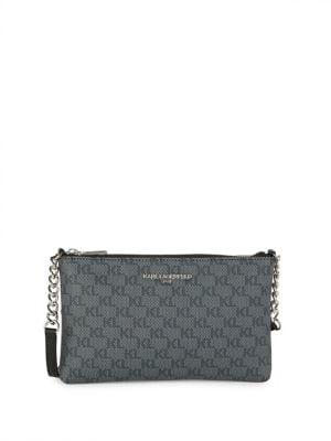 Karl Lagerfeld Paris Logo Leather Crossbody Bag