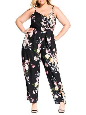 City Chic Plus Tuscan Tie Jumpsuit