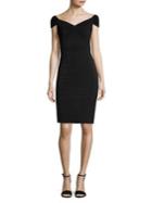 Tadashi Shoji Pintucked Cap-sleeve Sheath Dress