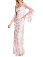 Adrianna Papell Embroidered Ruffle Gown