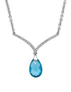 Lord & Taylor Blue Topaz, Diamond And Sterling Silver Pendant Necklace