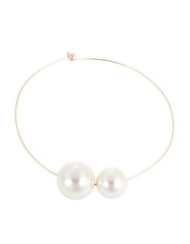Robert Rose Double Faux Pearl Wire Necklace