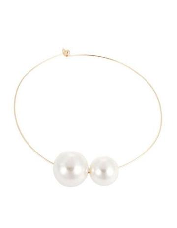 Robert Rose Double Faux Pearl Wire Necklace