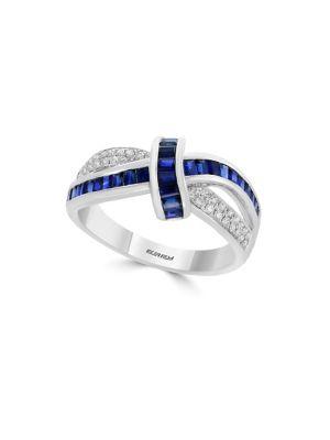 Effy 14k White Gold, Diamond And Sapphire Ring