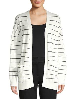 Jones New York Striped Open-front Cardigan