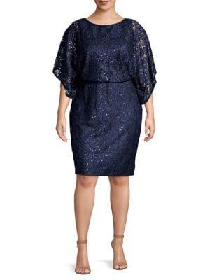 Eliza J Plus Metallic Floral Lace Sheath Dress