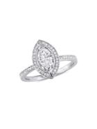 Sonatina 14k White Gold, Marquise And Round Diamond Floating Halo Engagement Ring