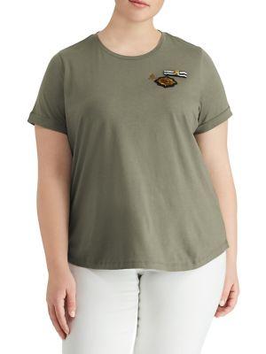 Lauren Ralph Lauren Plus Bullion-patch Jersey Tee