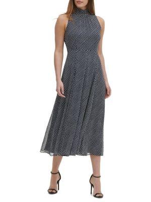 Tommy Hilfiger Diagonal Dot Chiffon Midi Dress