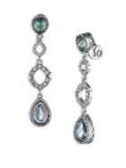 Jenny Packham Silvertone Swarovski Crystal Clip-on Drop Earrings