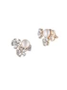 Carolee Blushing Brides Freshwater Pearl, Simulated Faux Pearl And Crystal Clip Earrings