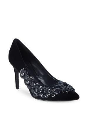 Imnyc Isaac Mizrahi Leigh Floral Applique Pointy Pumps