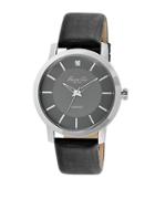 Kenneth Cole Mens Silvertone Diamond And Leather Watch