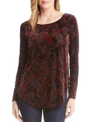 Karen Kane Velvet Burnout Shirttail Top