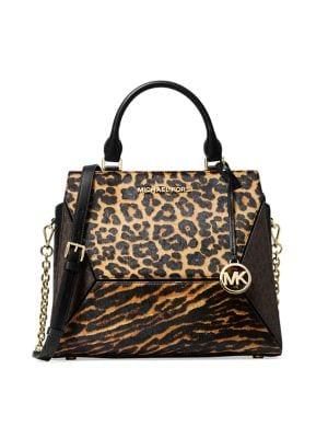 Michael Michael Kors Large Prism Leopard-print Calf Hair Leather Satchel