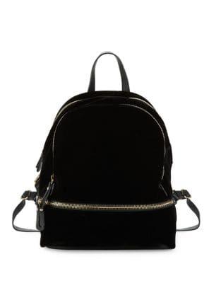 Design Lab Faux Zippered Velvet Backpack