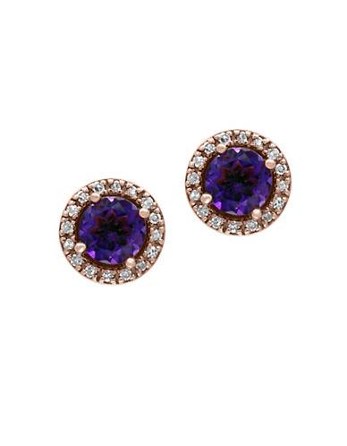 Effy Diamonds, Amethyst And 14k Rose Gold Stud Earrings