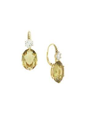 Etienne Aigner Goldtone And Glass Quartz Drop Earrings