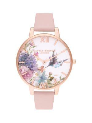 Olivia Burton Painterly Prints Hummingbird Rose Goldtone Watch