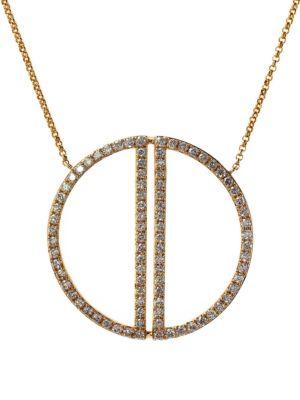 Effy Diamond & 14k Yellow Gold Circle Pendant Necklace