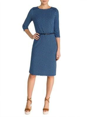Olsen Belted Jacquard Ponti Sheath Dress