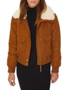 Sanctuary Faux Fur Trim Aviator Flight Jacket
