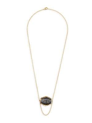Gold And Honey Xl Hexagon Solitaire Goldplated & Lucite Necklace
