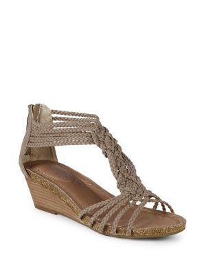 Me Too Trista Braided Nubuck Leather Wedge Sandals