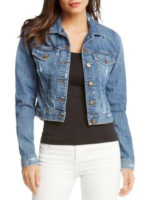Karen Kane Distressed Vintage Denim Jacket