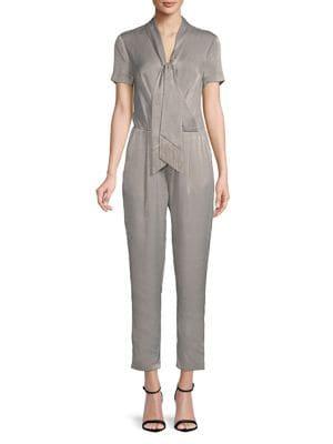 H Halston Short Sleeve Tie-neck Jumpsuit