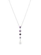 Nina Laryn Rhodium-plated Faux Pearl & Crystal Linear Bar Y-necklace
