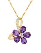 Lord & Taylor Amethyst, White Topaz & 14k Yellow Gold Necklace