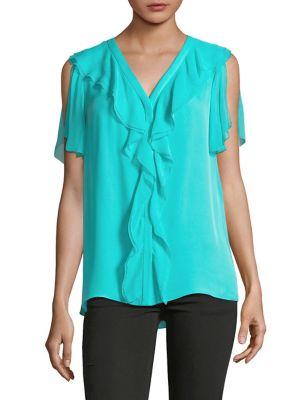 Elie Tahari Opaline Ruffle Silk Top